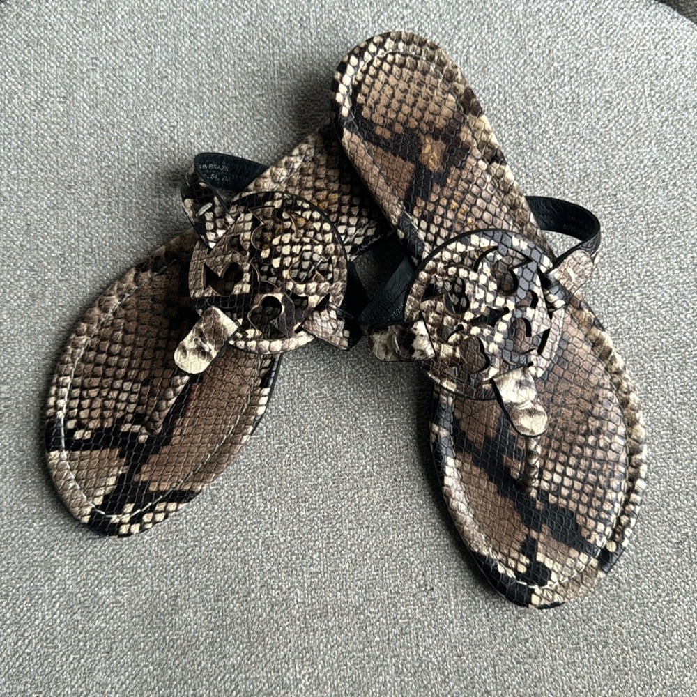 Tory Burch snake skin miller sandals